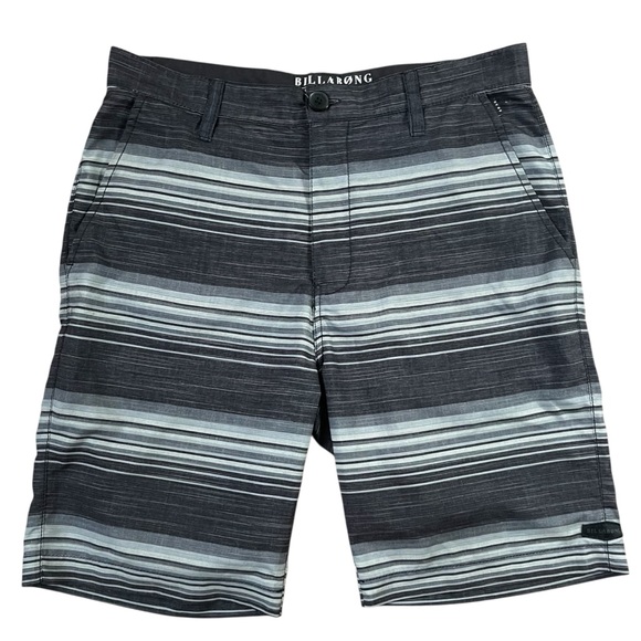 Billabong Men's Black and Gray Striped Hybrid Shorts Sz.32 - Picture 1 of 8